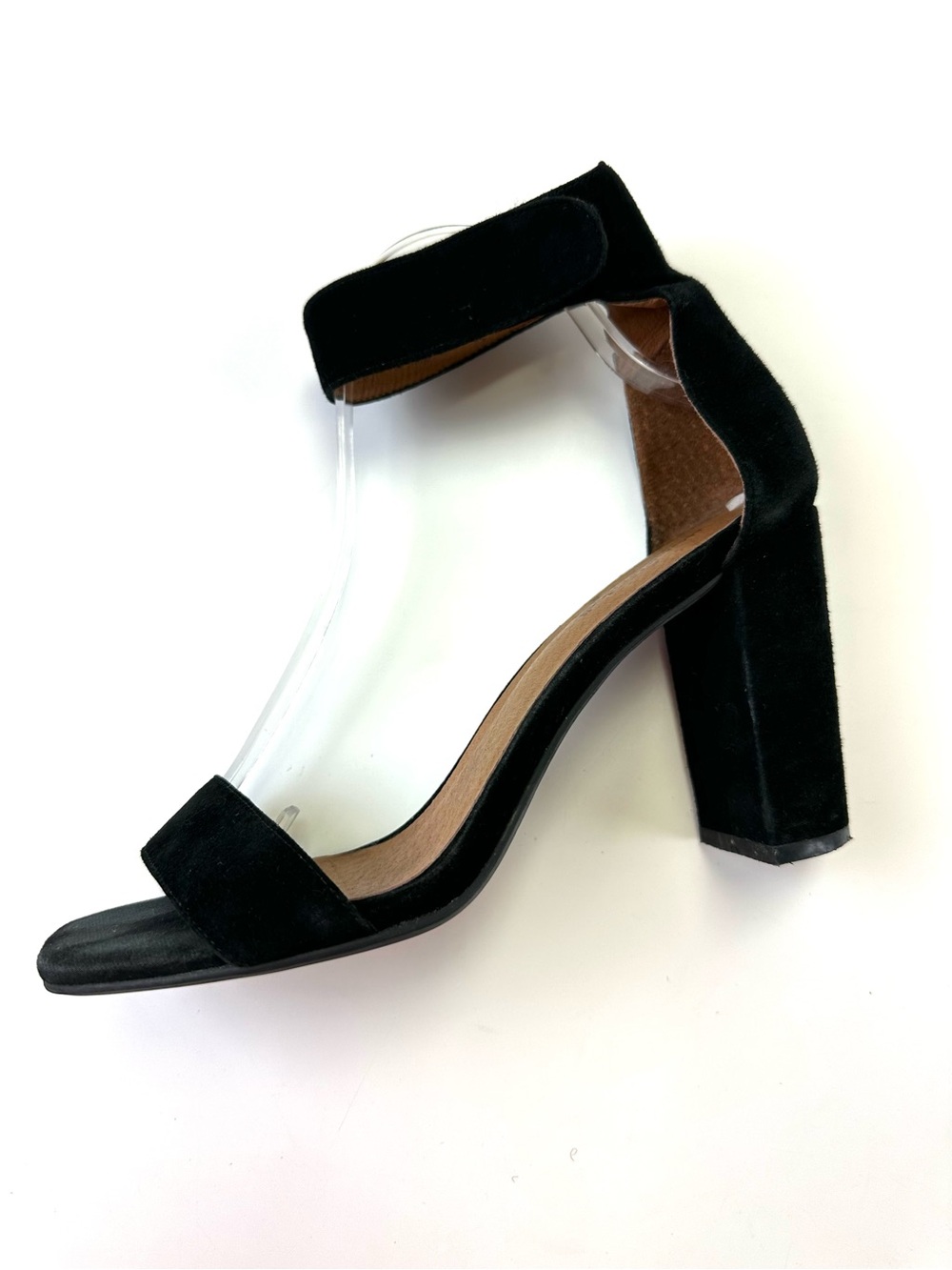 Jeffrey Campbell Holley Black Suede Ankle Strap Block Heels 9.5 Minimalist